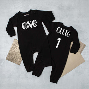 "One" Spiderweb Halloween Themed Long-sleeved 1st Birthday Romper