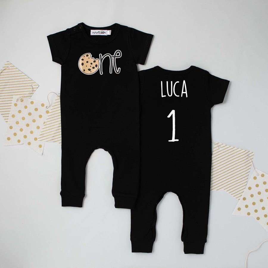 "One" Slim Fit Cookie First Birthday Romper