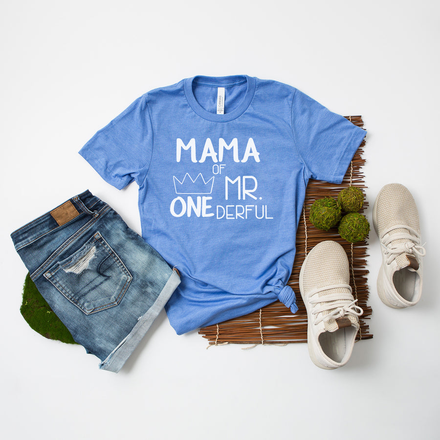 Cut Out "Mom, Dad of Mr. Onederful" 1st Birthday Family Shirts