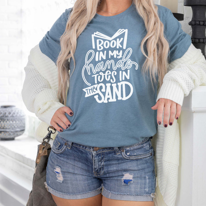 Book In My Hands Toes In The Sand. Book Shirt. Spring and Pastel color. Gift for Readers. Book Club Gift. Christmas. Back to School. Bookish