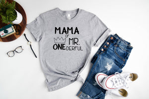 Cut Out "Mom, Dad of Mr. Onederful" 1st Birthday Family Shirts