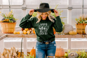 "Happy as a Witch in a Broom Factory" Halloween Sweatshirt