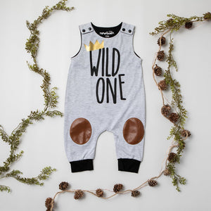 "Wild One" First Birthday Romper with Knee Patch