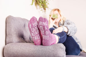 "If You Can Read This...Bring Me A Cup Of Coffee"  Socks Coffee Gift.