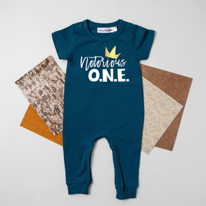 "Notorious One" Hip Hop Slim Fit Personalized 1st Birthday Romper