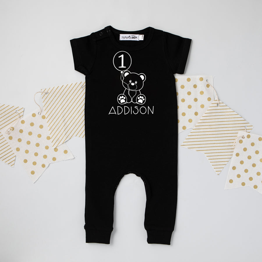 Teddy Bear Themed Slim Fit 1st Birthday Romper