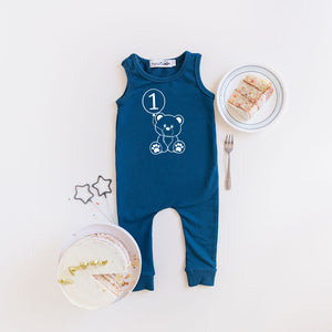 Teddy Bear Themed 1st Birthday Slim Fit First Birthday Romper