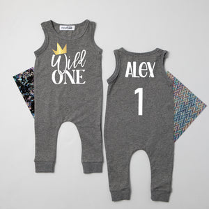 New "Wild One" 1st Birthday Slim Fit First Birthday Romper