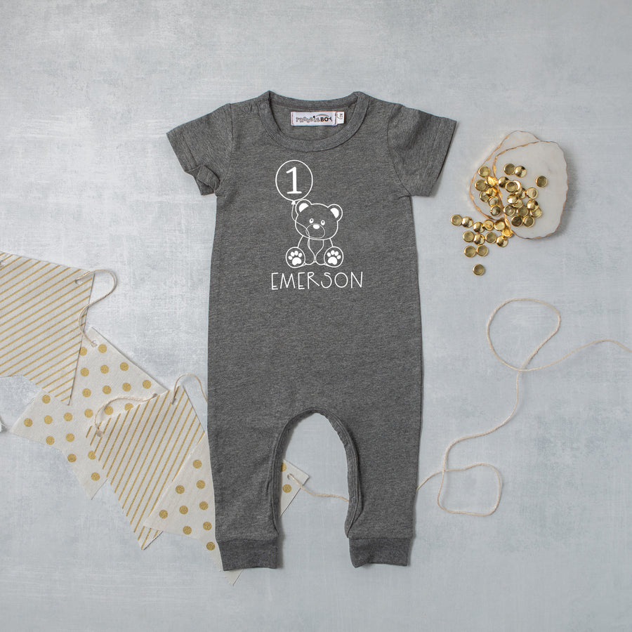 Teddy Bear Themed Slim Fit 1st Birthday Romper
