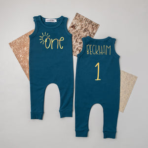 Sun "One" Slim Fit First Birthday Romper