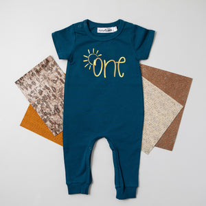 Aegean Blue "ONE" Sun Slim Fit First Birthday Romper