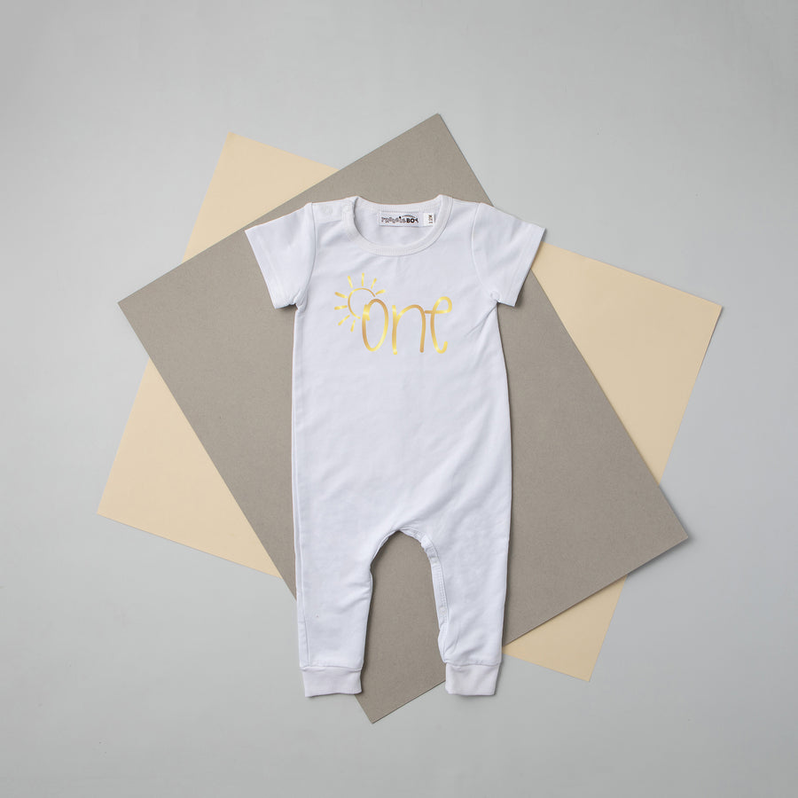 Aegean Blue "ONE" Sun Slim Fit First Birthday Romper