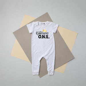 "Notorious One" Hip Hop Slim Fit Personalized 1st Birthday Romper