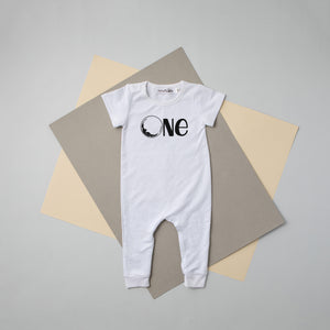 Aegean Blue "One" Moon Slim Fit Space Themed 1st Birthday Romper