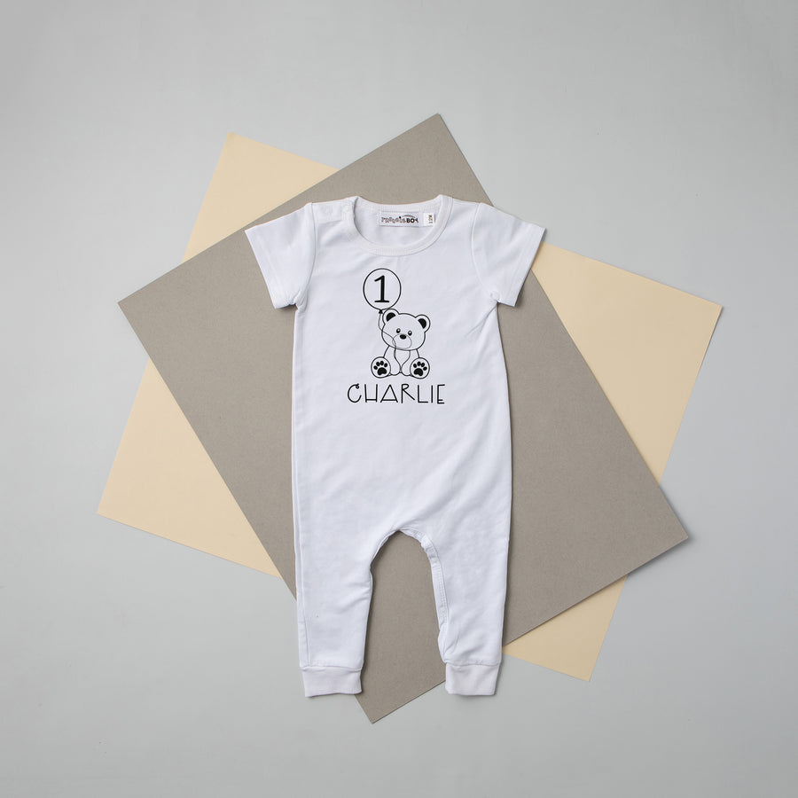 Teddy Bear Themed Slim Fit 1st Birthday Romper