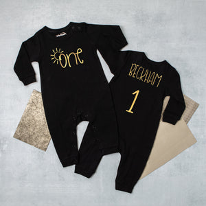 Sun "One" 1st Birthday Long Sleeve Romper