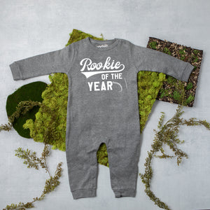 "Rookie of the Year" Baseball Themed First Birthday Long Sleeve Romper