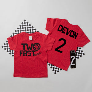 "Two Fast" Racecar Themed 2nd Birthday T-shirt/Bodysuit