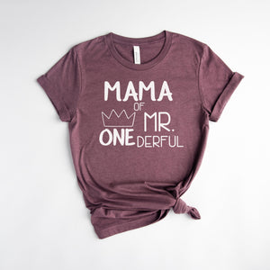 Cut Out "Mom, Dad of Mr. Onederful" 1st Birthday Family Shirts