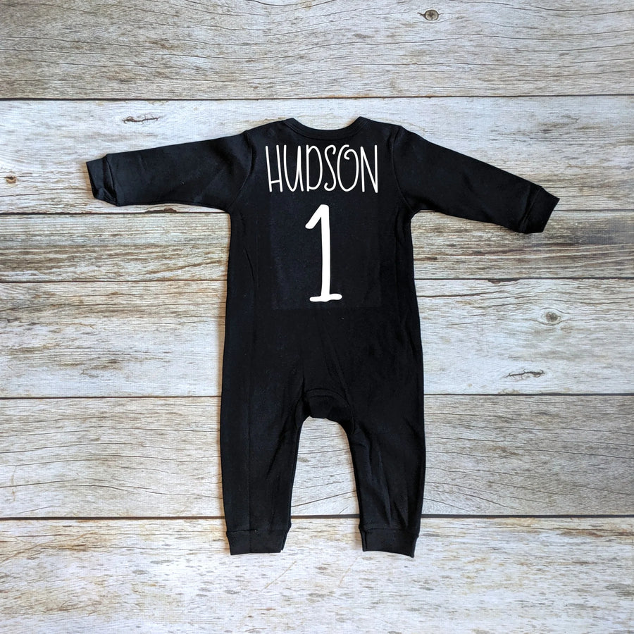Long Sleeve Mr. Onederful First Birthday Romper 6-9 mo- VIP