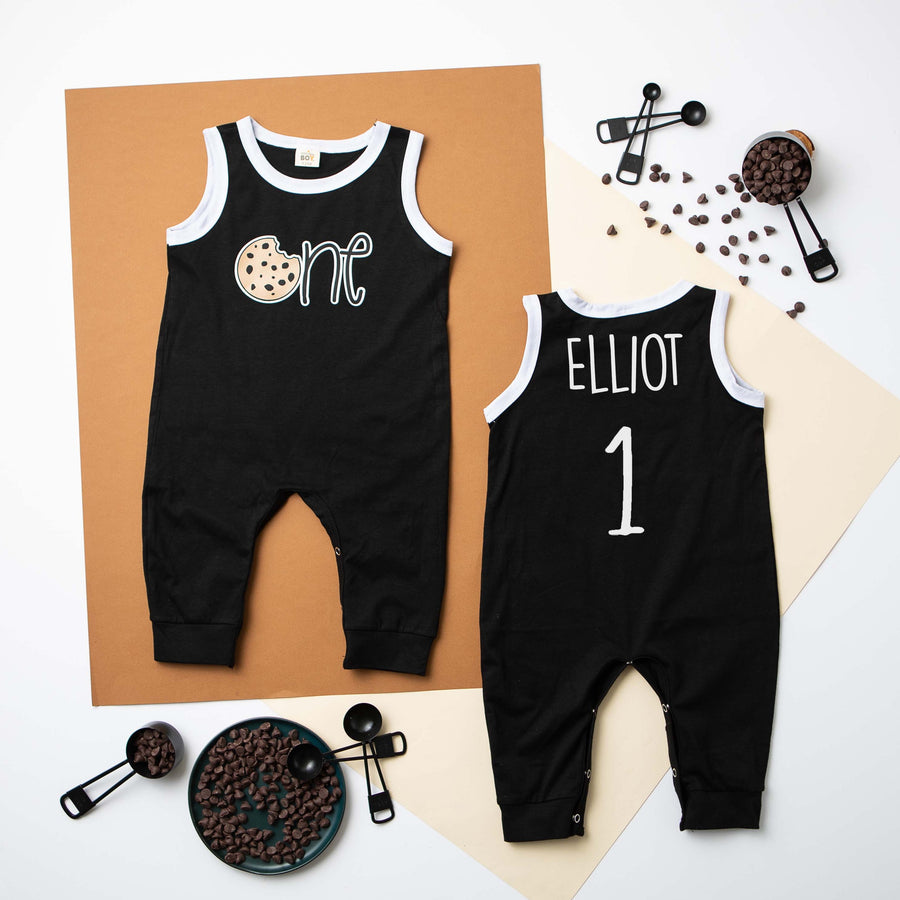 "One" Cookie Themed 1st Birthday Personalized Ringed Romper