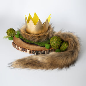 Wild One Gold Crown and Tail with Faux Fur