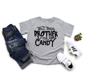 "Will Trade Sister/Brother For Candy" Kids Halloween T-shirt