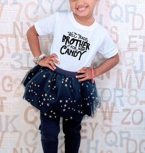 "Will Trade Sister/Brother For Candy" Kids Halloween T-shirt