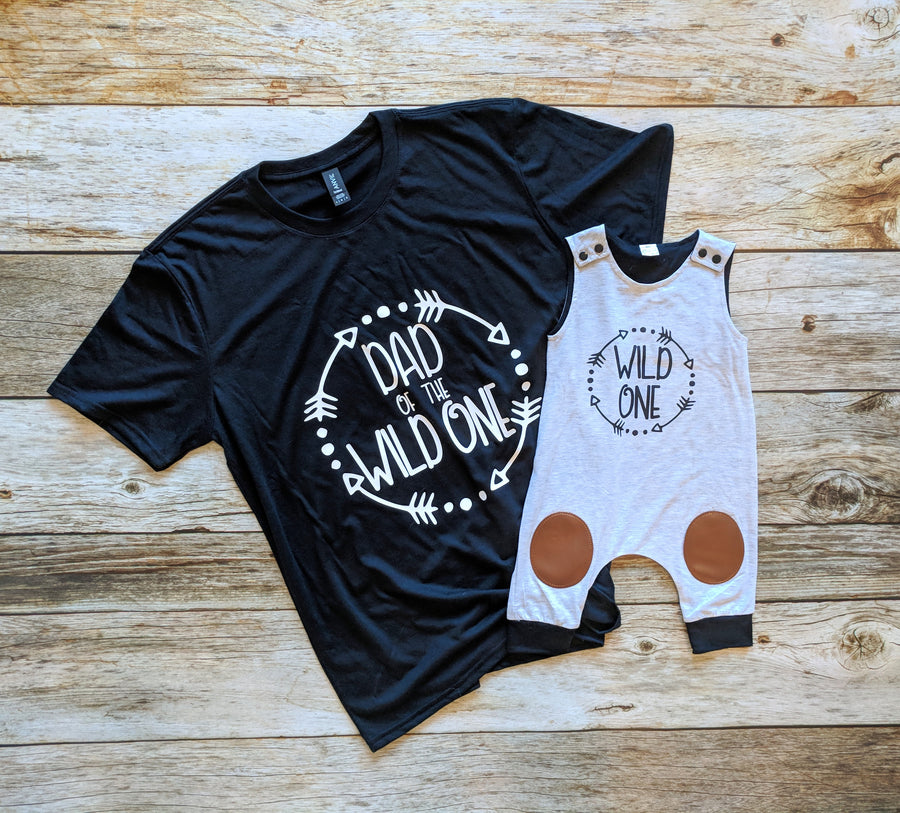 "Wild One" Circle Design First Birthday Romper with Knee Patch